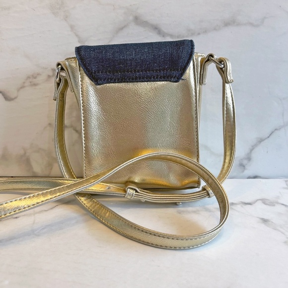 Joseph Ribkoff mini bag denim & gold crossbody purse - Picture 4 of 6